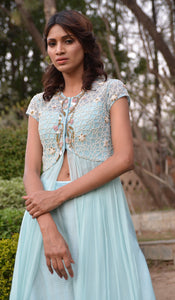 STAR WEB KURTI WITH ORGANZA PLAZZO