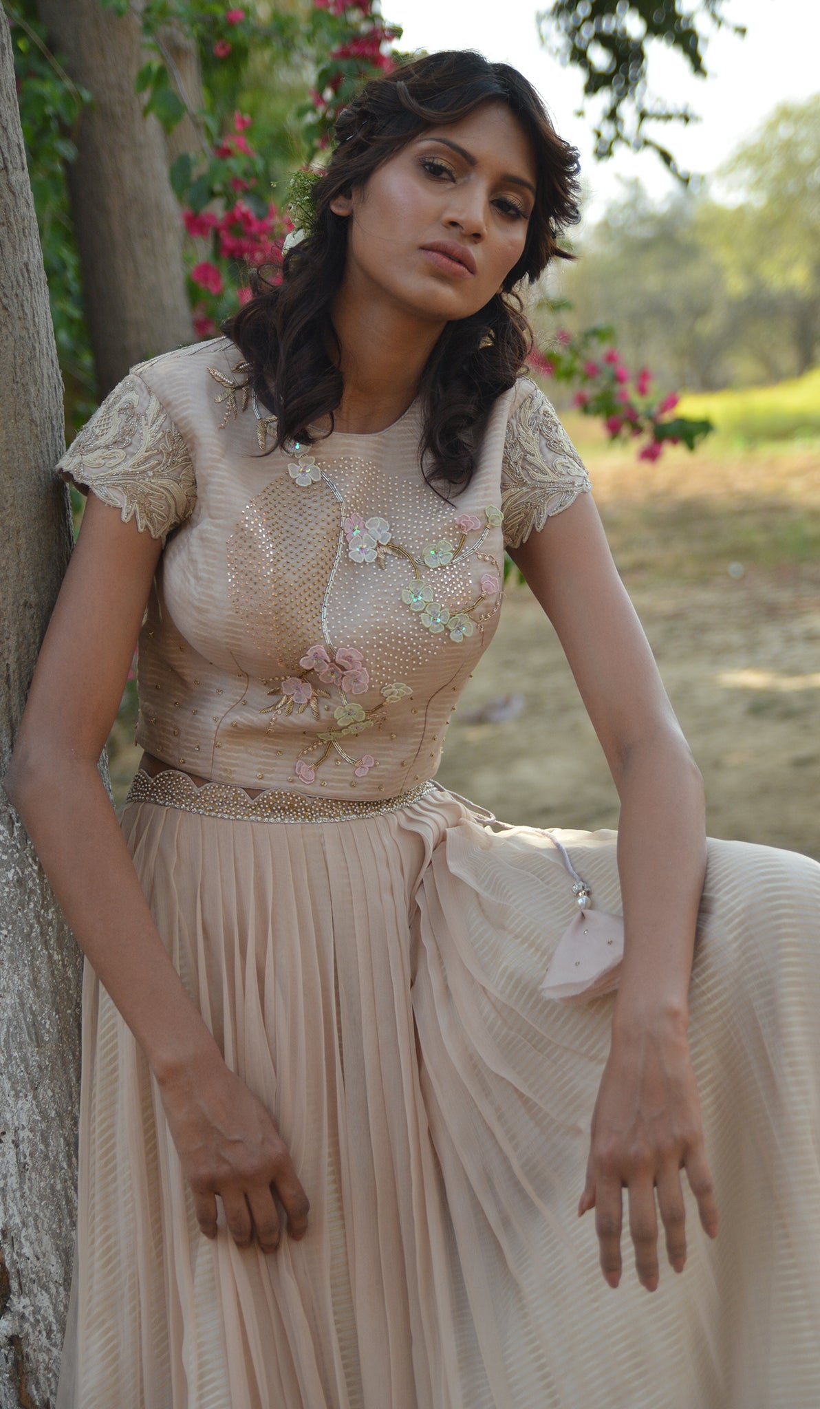 CROPTOP WITH PLEATED CHIFFON PLAZZO'S