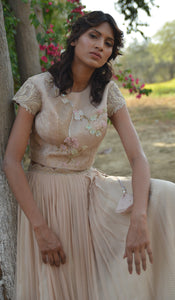CROPTOP WITH PLEATED CHIFFON PLAZZO'S