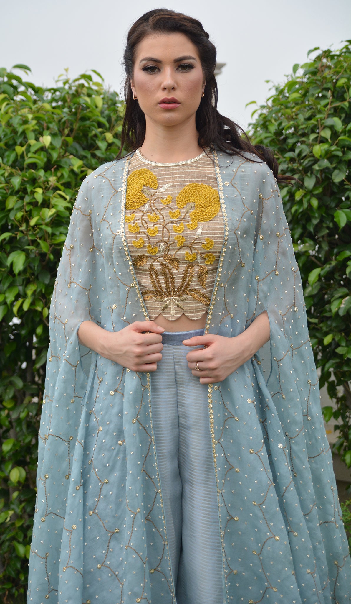 EMBROIDERED BLOUSE WITH CAPE