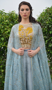 EMBROIDERED BLOUSE WITH CAPE
