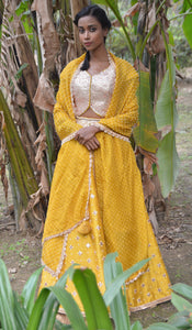 LEATHER BOOTI BLOUSE AND LEHENGA