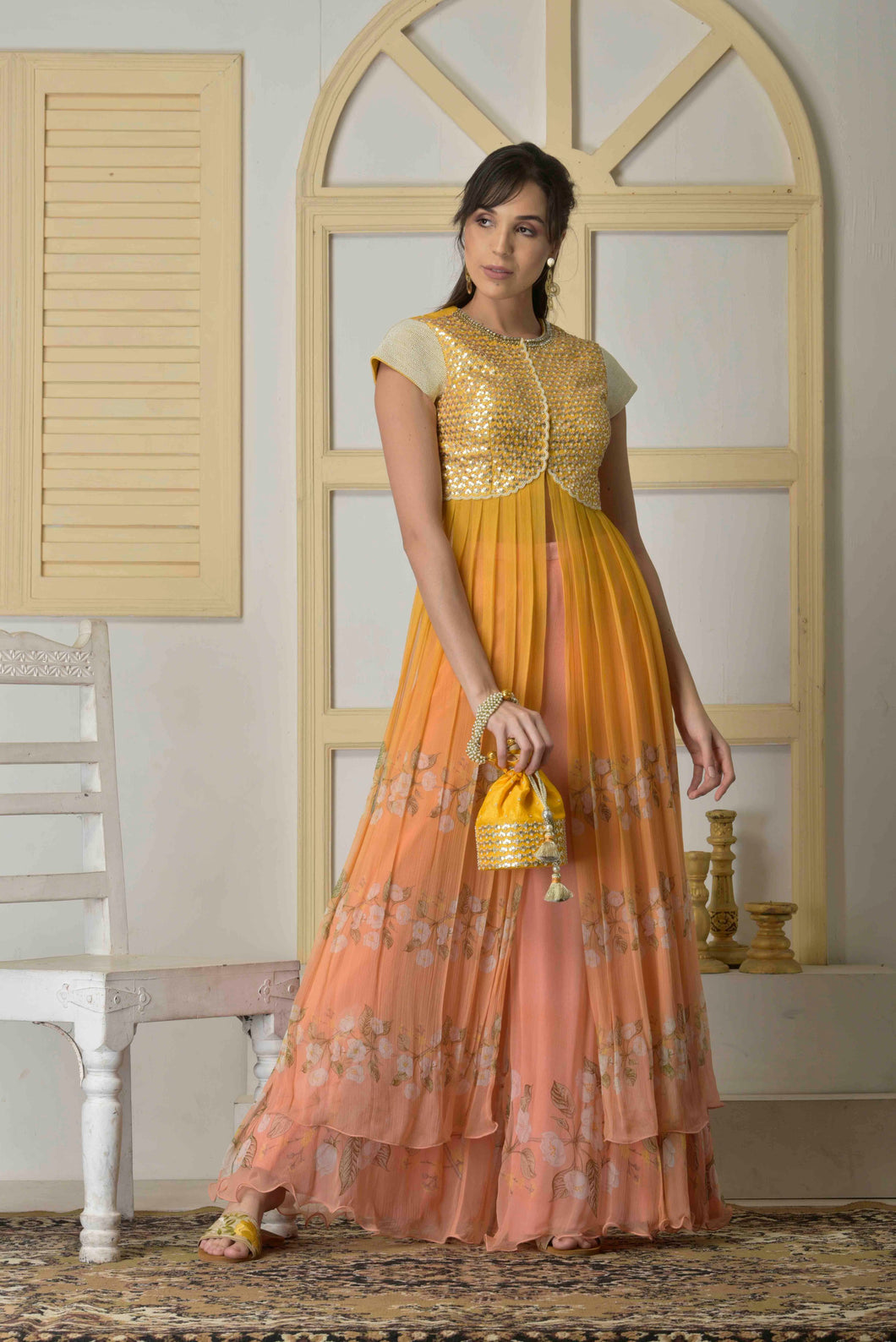 Leather Work Kurti with Palazzos