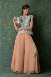 Peplum jacket with palazzo