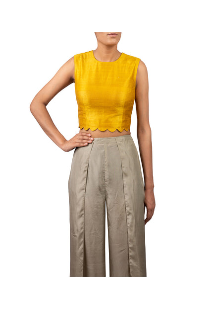STAR MOON EMBROIDERED CAPE WITH RAW SILK CROPTOP