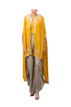 Load image into Gallery viewer, STAR MOON EMBROIDERED CAPE WITH RAW SILK CROPTOP

