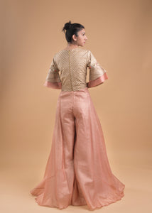 EMBROIDERED TOP & BLOCK PRINTED PALAZZOS