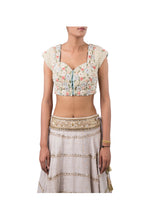 Load image into Gallery viewer, ANCHOR FLOWER WITH PEARL EMBELLISHED BLOUSE AND GREY ORGANZA METAL FLOWER BAIL
