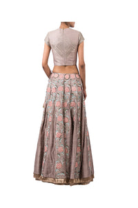 METAL SEQUIN BARFI BLOUSE, DORI MUKESH BEL LEHENGA