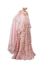 Load image into Gallery viewer, DIGITAL PRINT PEONIES ANARKALI WITH PRINTED PINK CAPE

