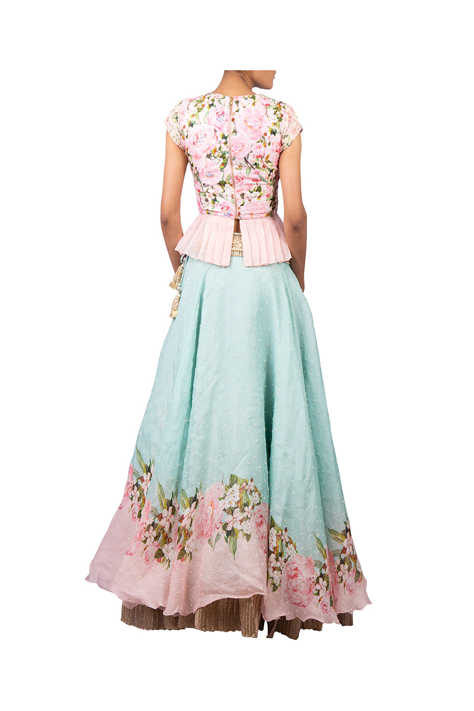 TWO TONE LEHENGA WITH 3 PEARL SCATTER