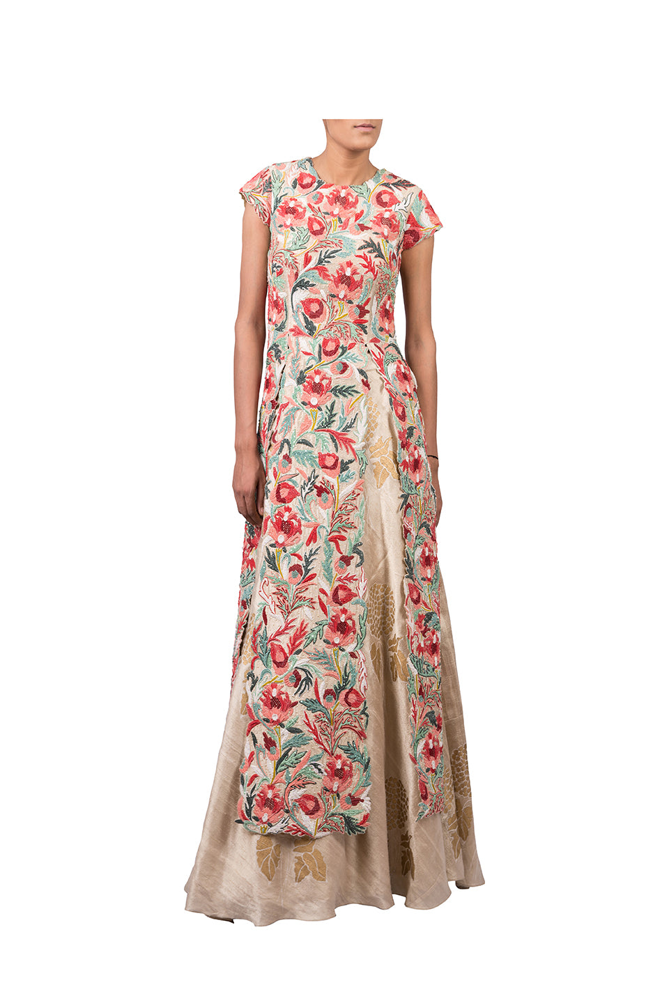 PERSIAN DORI WORK LONG JACKET WITH FOOTBALL LILLY RAW SILK SKIRT