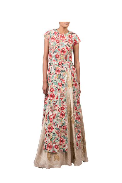 PERSIAN DORI WORK LONG JACKET WITH FOOTBALL LILLY RAW SILK SKIRT