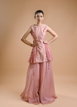 Load image into Gallery viewer, GEOMETRIC BOOTI CHIFFON SHORT KURTI WITH PALAZZO
