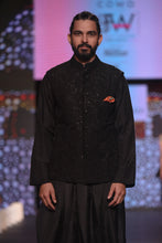 Load image into Gallery viewer, Black Dori Work Nehru Jacket
