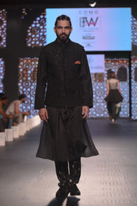Black Dori Work Nehru Jacket