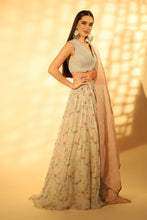 Load image into Gallery viewer, Printed Chiffon Lehenga with Cord Blouse and Pearl Work Dupatta
