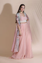 Load image into Gallery viewer, Moti Jaal Blouse and Plazzo With Printed Cape
