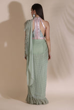 Load image into Gallery viewer, Leather Sequin Dori Blouse With Ruffle Saree
