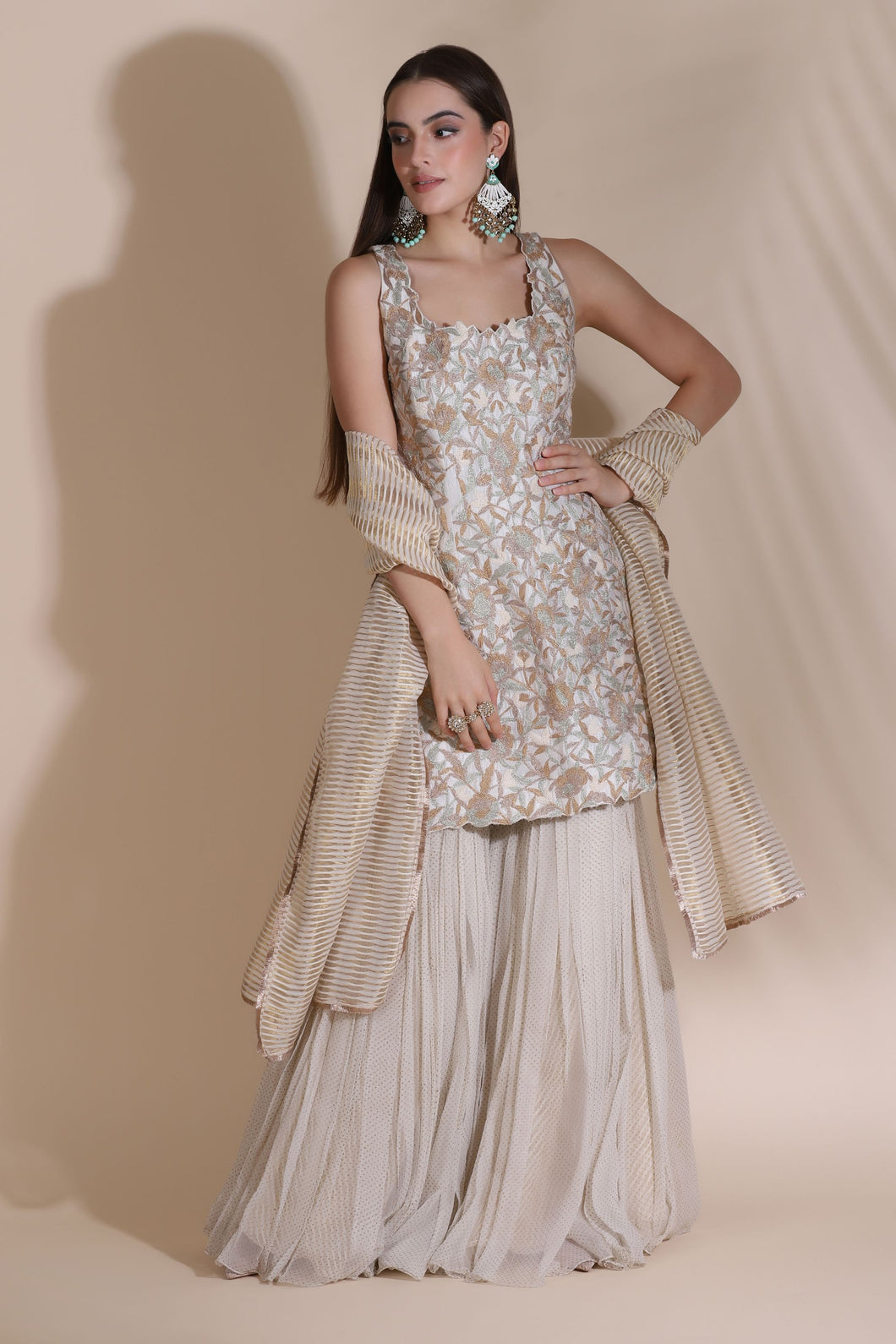 Cord Suit With Garara Pants