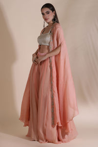 Brocade Highlighted Busiter With Block Printed Garara Pants