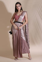 Load image into Gallery viewer, Cord Blouse with Draped Saree
