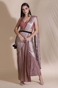Cord Blouse with Draped Saree
