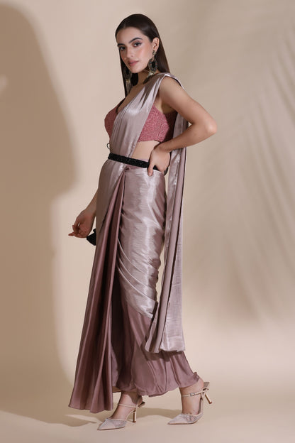 Cord Blouse with Draped Saree