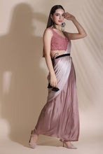 Load image into Gallery viewer, Cord Blouse with Draped Saree
