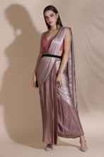 Load image into Gallery viewer, Cord Blouse with Draped Saree
