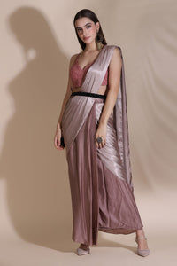 Cord Blouse with Draped Saree