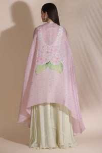 Printed Blouse with Palazzo & Cape