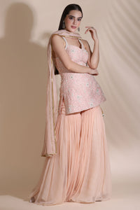 Pearl Work Short Kurti with Skirt And Duptta