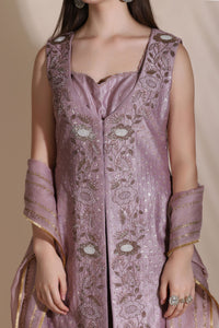 Bugle Bead Short Jacket with Blouse and Palazzos