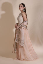 Load image into Gallery viewer, Pearl Work Blouse Paired With Printed Chiffon Skirt And Printed Dupatta
