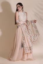 Load image into Gallery viewer, Pearl Work Blouse Paired With Printed Chiffon Skirt And Printed Dupatta
