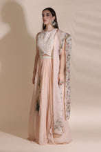 Load image into Gallery viewer, Pearl Work Blouse Paired With Printed Chiffon Skirt And Printed Dupatta
