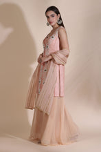 Load image into Gallery viewer, Pearl Work Jacket with Block Printed Dupatta and Palazzos
