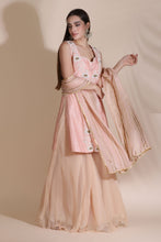 Load image into Gallery viewer, Pearl Work Jacket with Block Printed Dupatta and Palazzos
