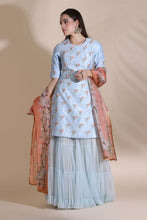 Load image into Gallery viewer, 3D Work Kurti with Sharara and Printed Dupatta
