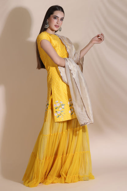 Pearl Work Kurti with Sharara and
