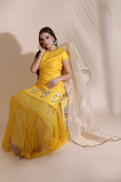 Pearl Work Kurti with Sharara and