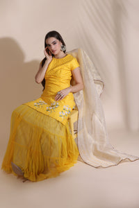 Pearl Work Kurti with Sharara and