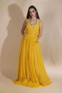 Persian Dori Corset With Organza Palazzo And moti Jaal Scallop Jacket