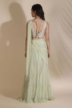 Load image into Gallery viewer, Brocade Blouse Highlighted With 3D Flower Bel With Draped Duptta and Sharara
