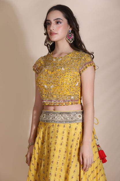 Yellow Embroidered Lehenga