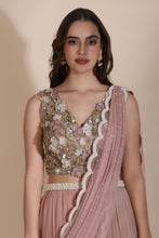 Load image into Gallery viewer, 3D Cutwork Blouse with Chiffon Skirt and Draped Dupatta
