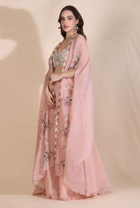 Floral Bustier with Cape and Palazzos