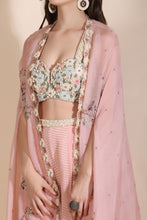 Load image into Gallery viewer, Floral Bustier with Cape and Palazzos
