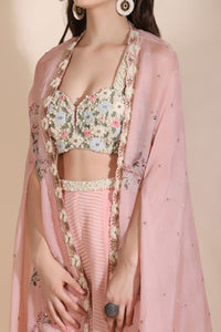 Floral Bustier with Cape and Palazzos